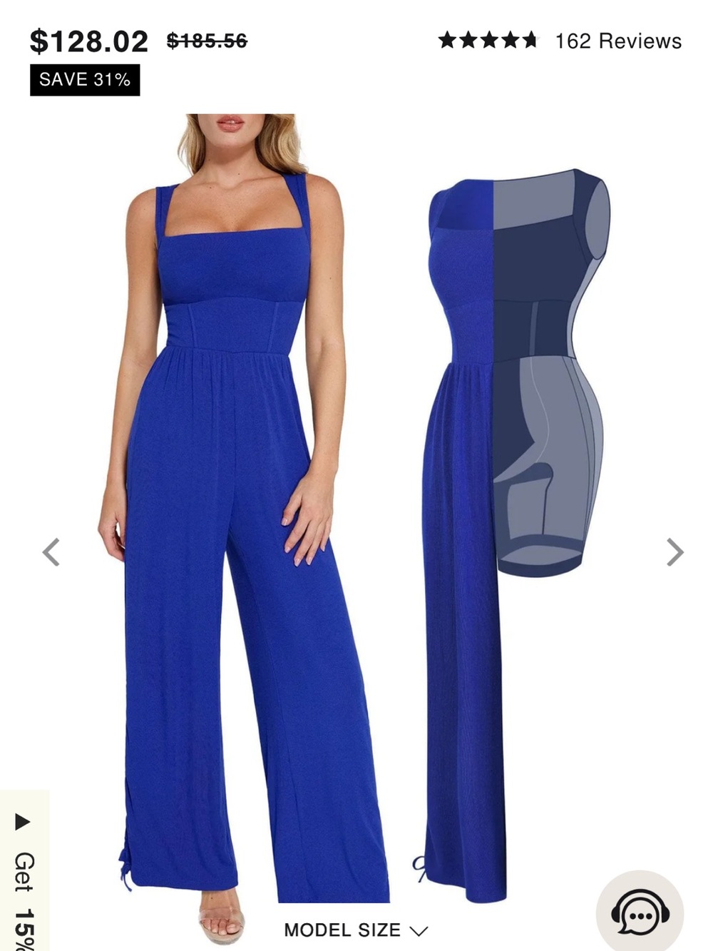 Square Neck Wide-Leg Jumpsuit in Royal Blue